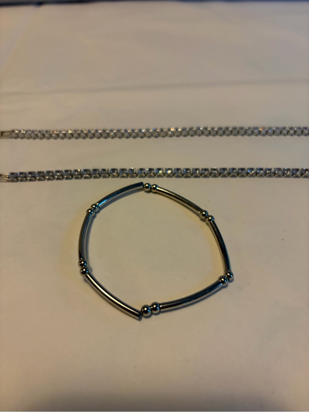3 Silver Tone Bracelets - Women Jewelry